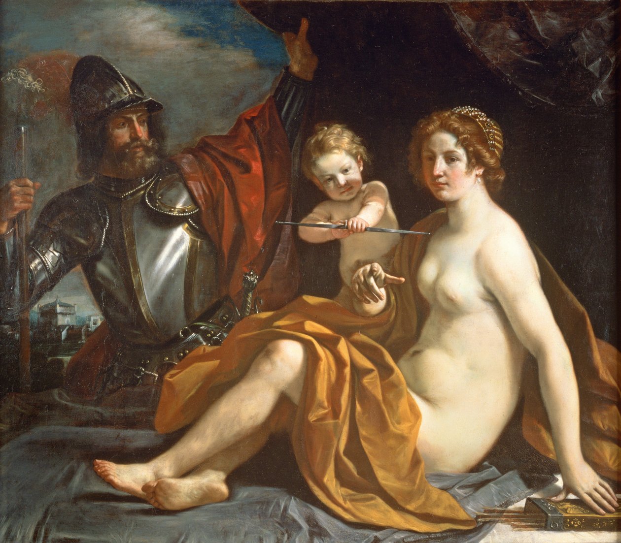 Venus, Mars og Amor af Giovanni Francesco Barbieri