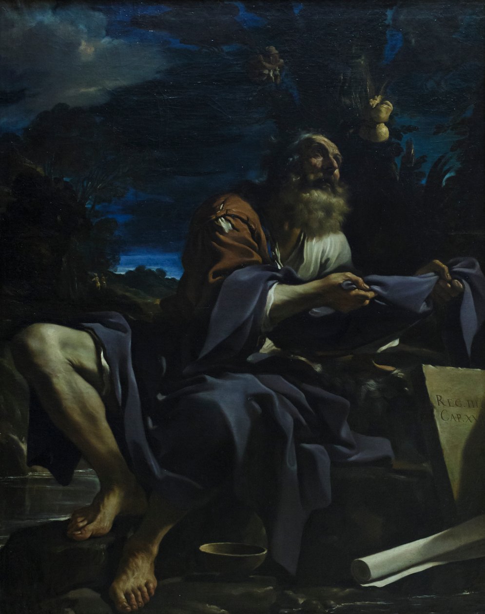 Elias fodret af ravne af Guercino (1591 1666)