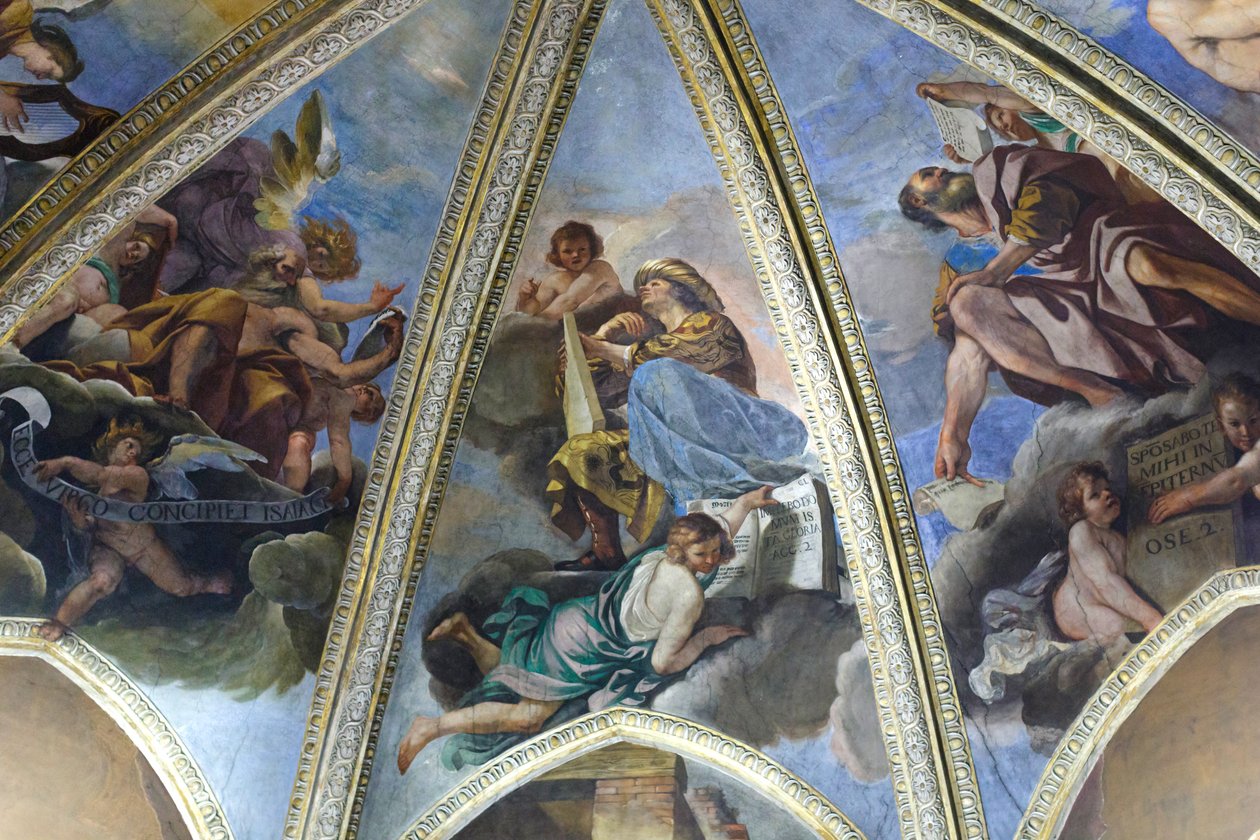 Fresko, der forestiller profeten Haggai eller Aggeus af Guercino (1591-1666)