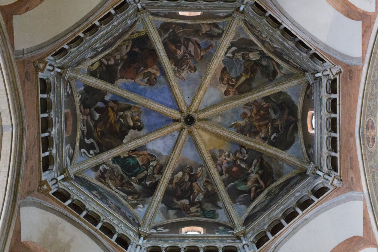 Fresker i kuplen på katedralen i Piacenza (freske) af Guercino (1591-1666)