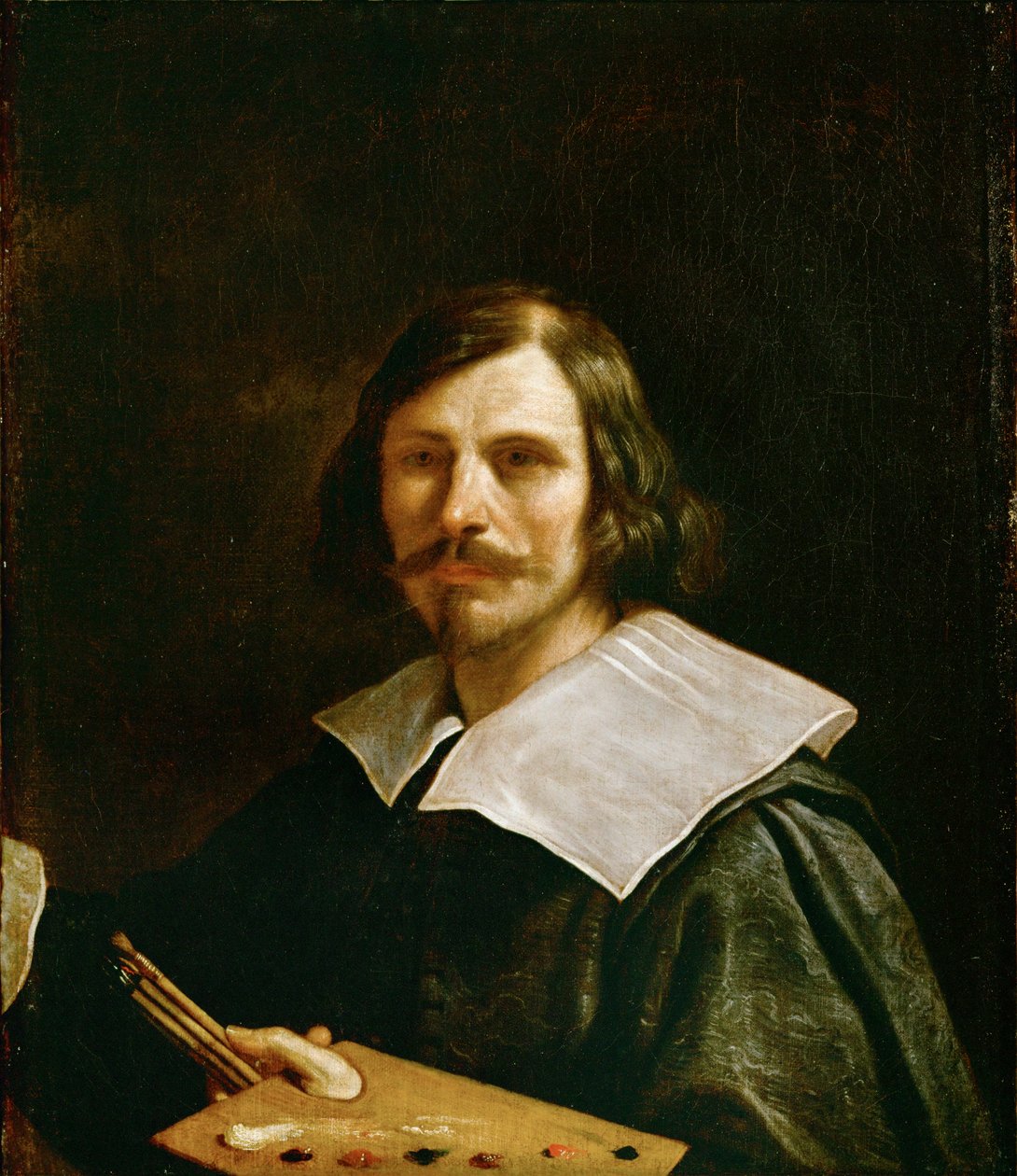 Selvportræt med malerpalet ... af Guercino (1591-1666)