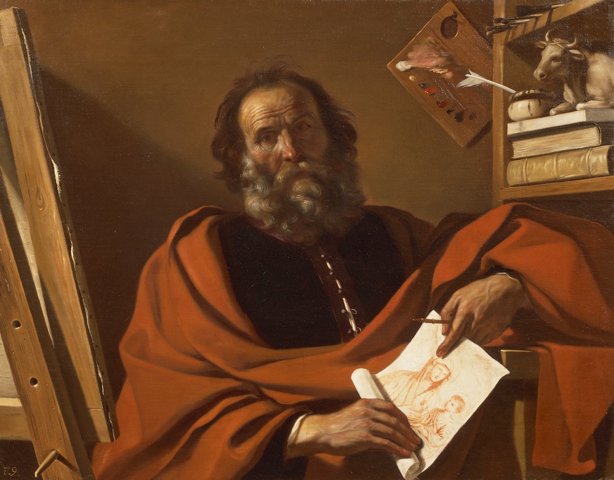 St Luke, af Giovanni Francesco Barbieri, kendt som Guercino, olie på lærred af Guercino