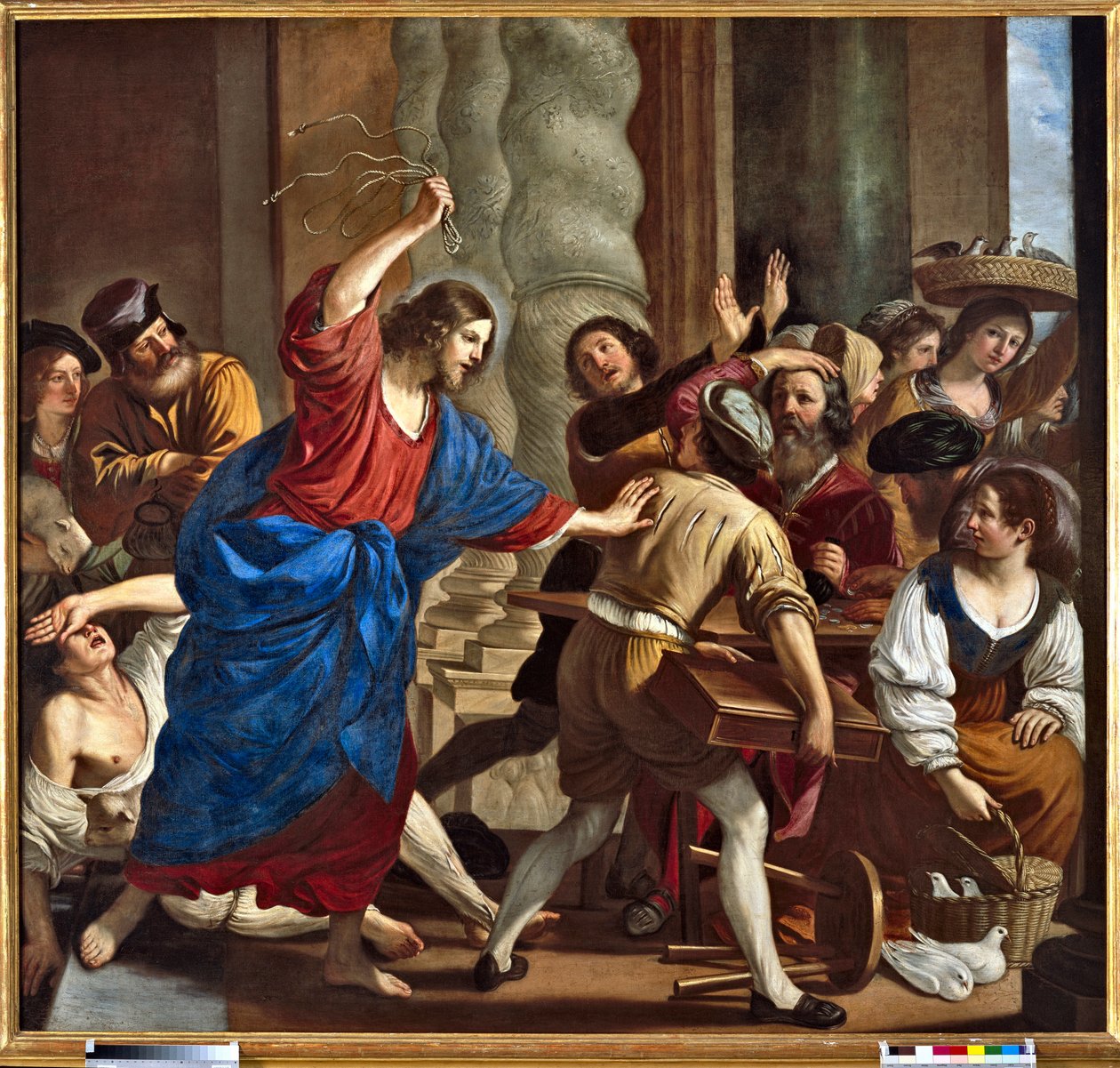 Kristus, der driver pengeudlånerne fra templet Maleri af Giovanni Francesco Barbieri dit Il Guercino (The Guerchin) (1591-1666) af Guercino