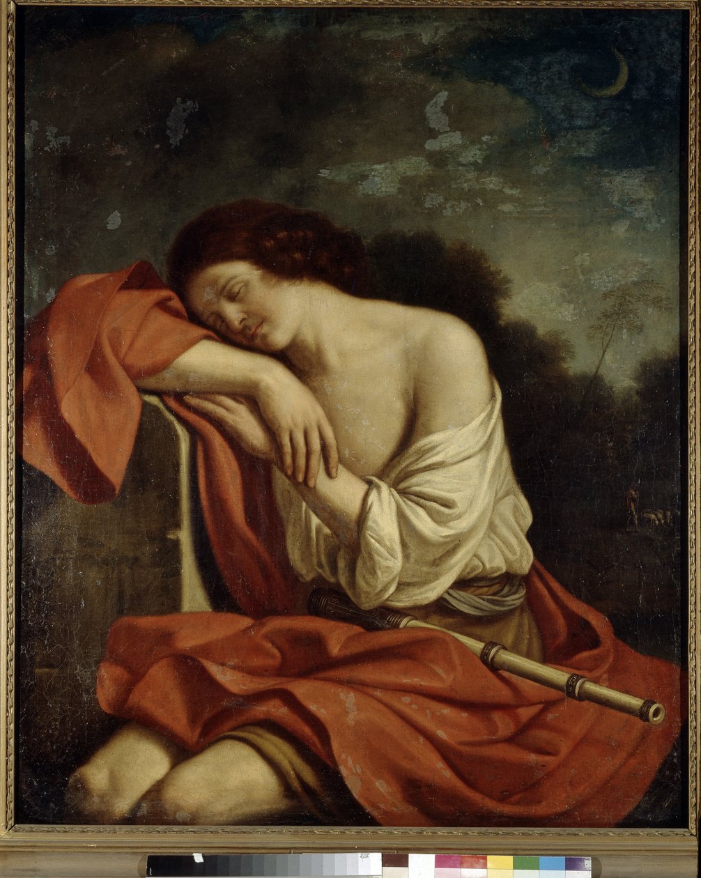 Sovende Endymion. Maleri af Giovanni Francesco Barbieri kendt som Guercino eller Le Guerchin (1591-1666), olie på lærred. italiensk kunst af Guercino