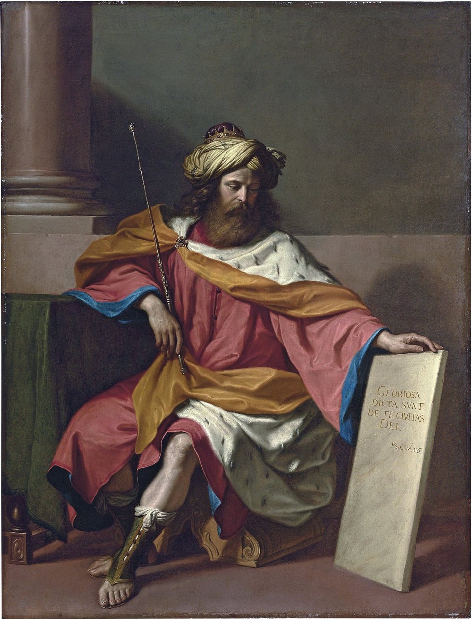 King David - Maleri af Barbieri Giovanni Francesco kendt som Le Guerchin (1591-1666), olie på lærred af Guercino