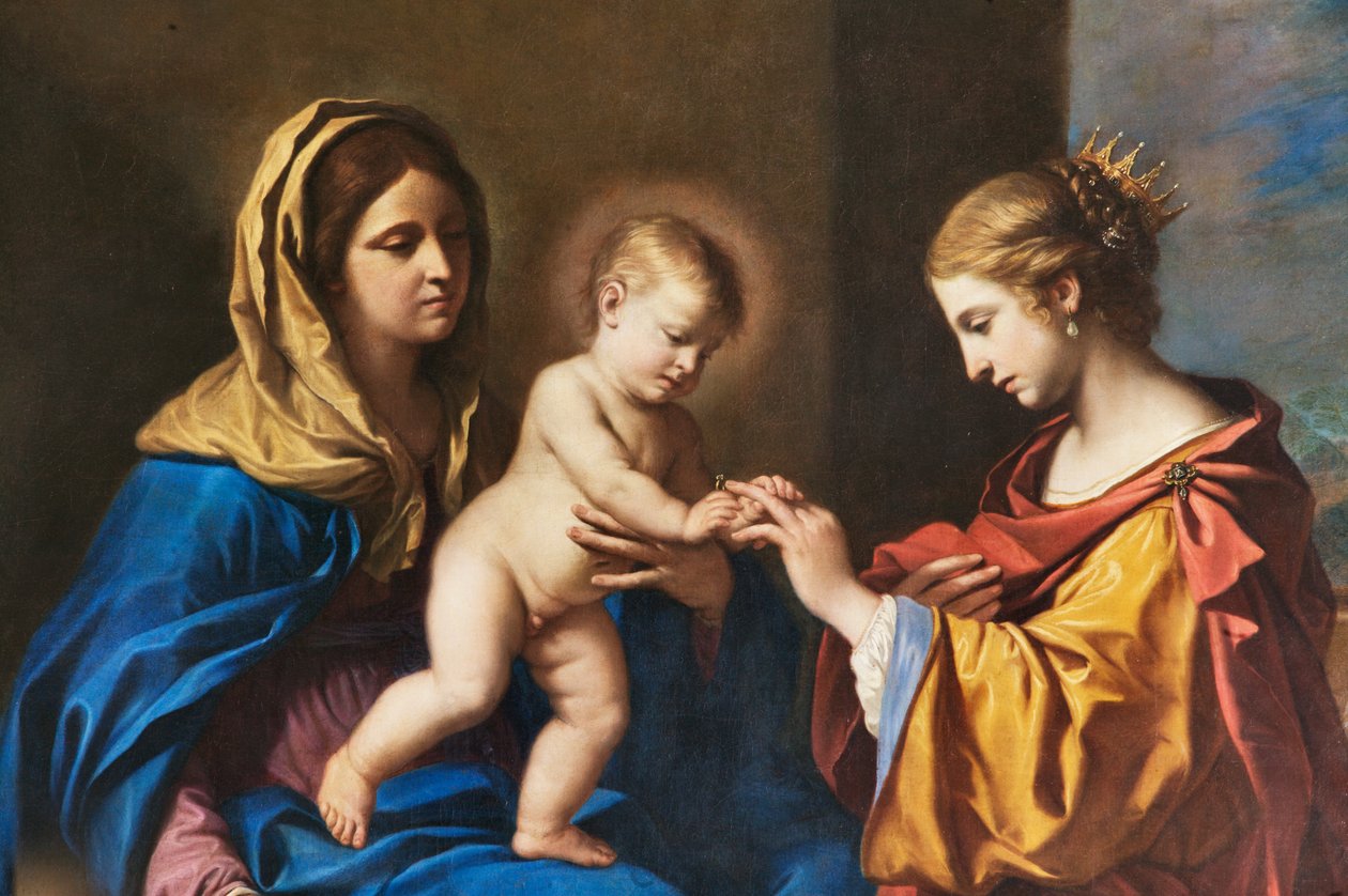 Mystisk ægteskab med Saint Catherine, detalje af 2384636 af Guercino