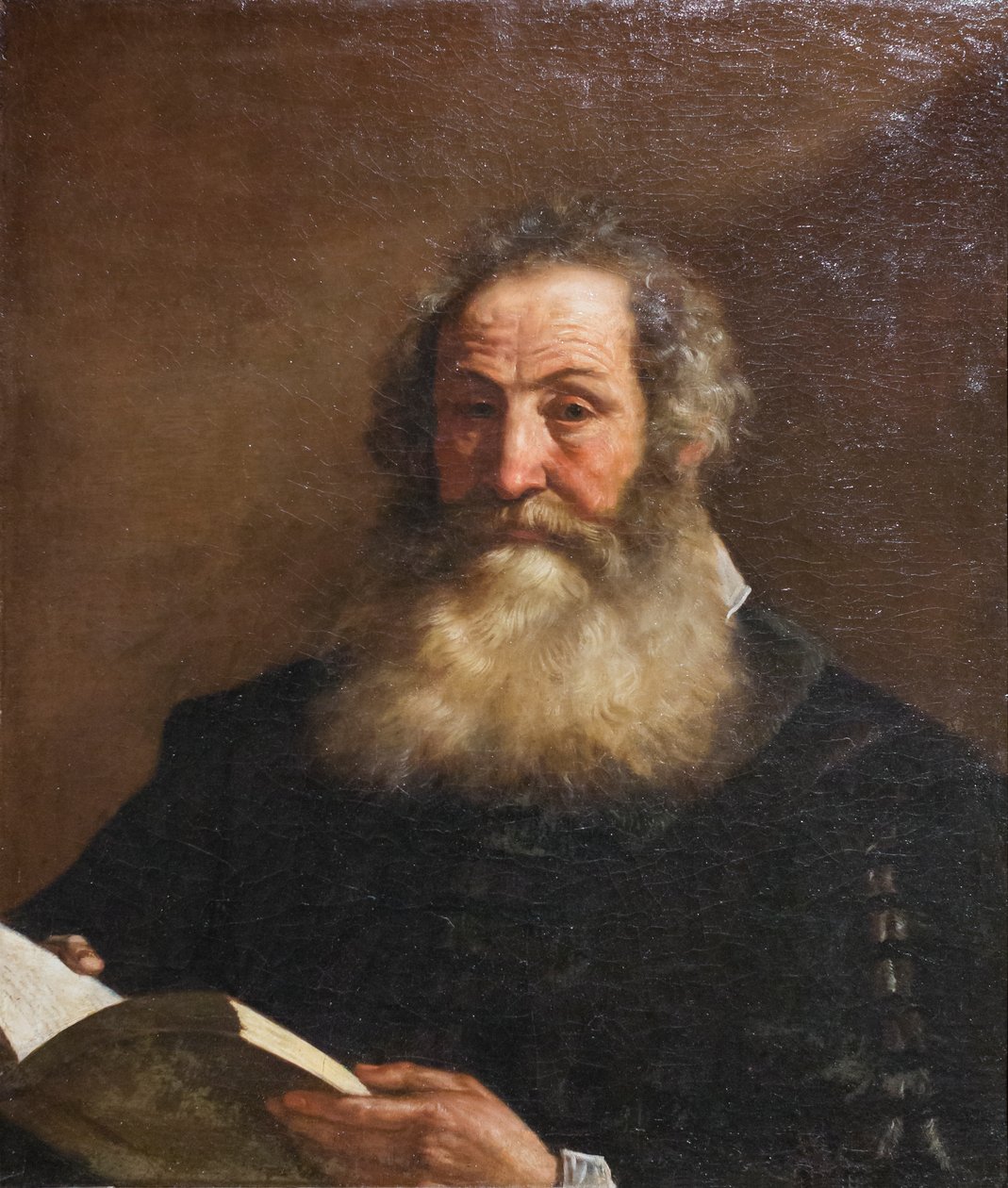 Portræt af en gammel mand med en bog i hånden af Guercino (1591 1666)