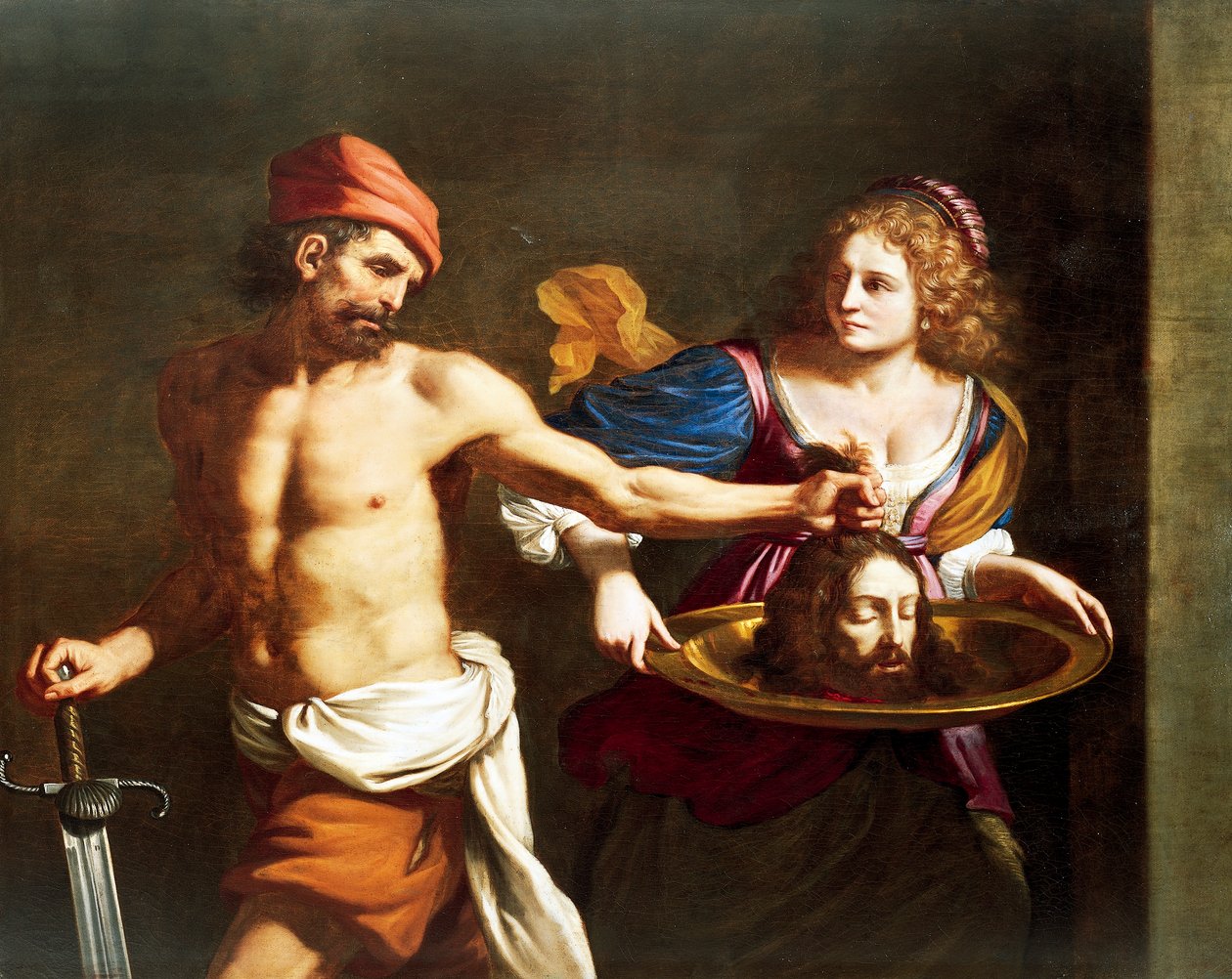 Salome modtager John Baptists hoved af Giovanni Francesco Barbieri, kendt som Guercino (1591-1666), olie på lærred af Guercino (1591 1666)