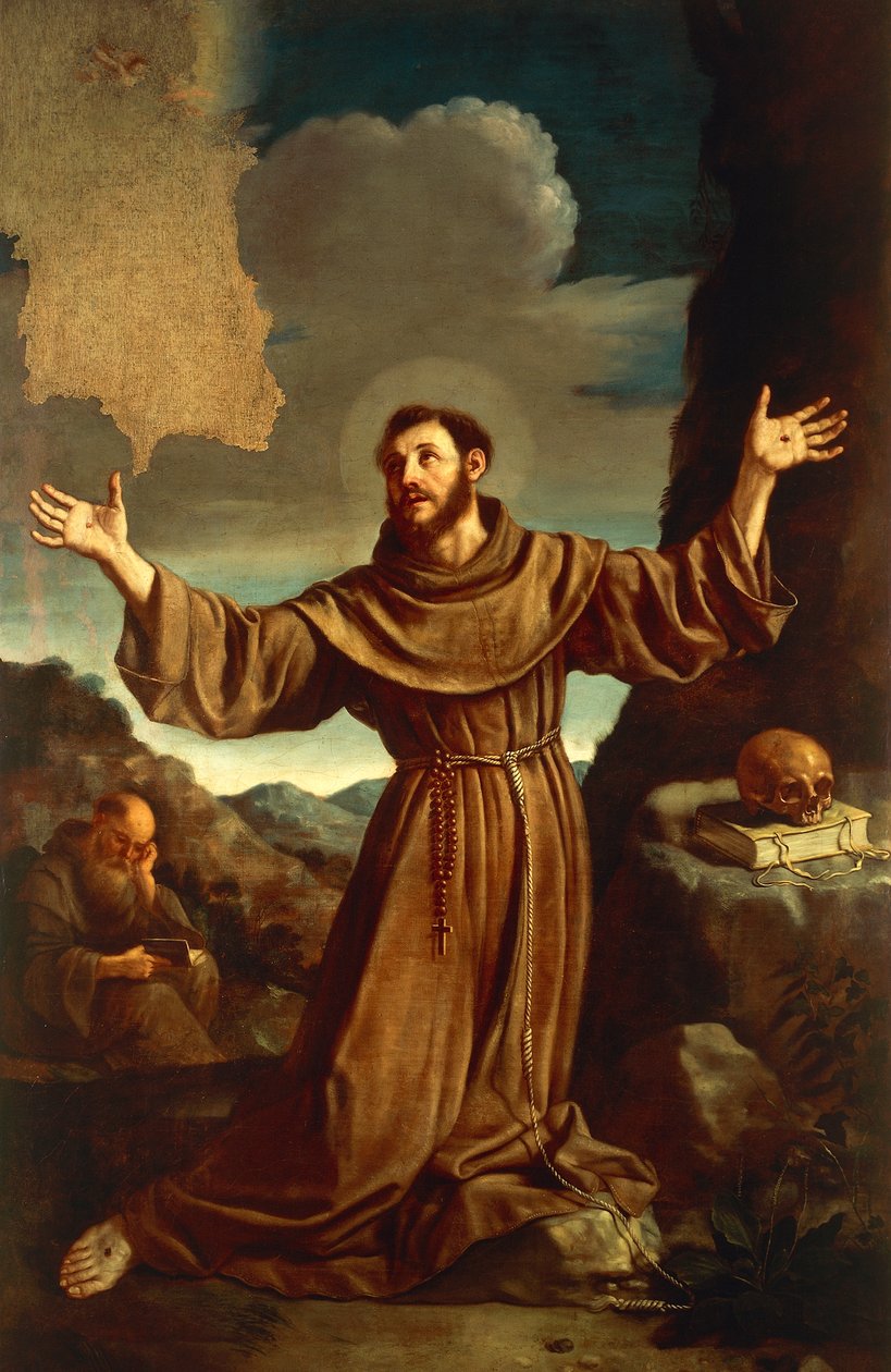 St. Frans af Assisi modtager Stigmata (olie på lærred) af Guercino