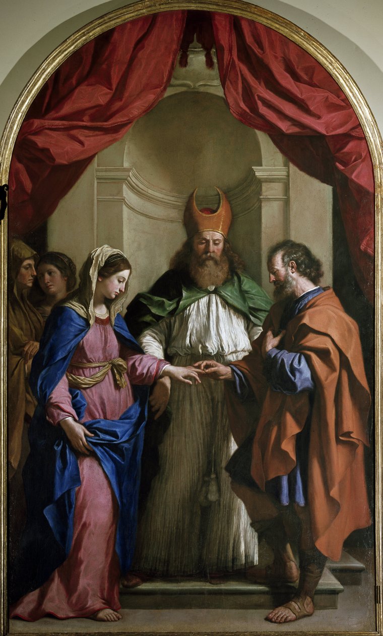 Jomfruens ægteskab (olie på lærred af Guercino