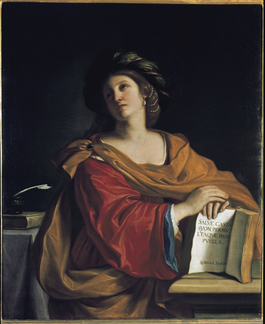 Den samiske sibylle (af Samos) - Olie på lærred af Guercino