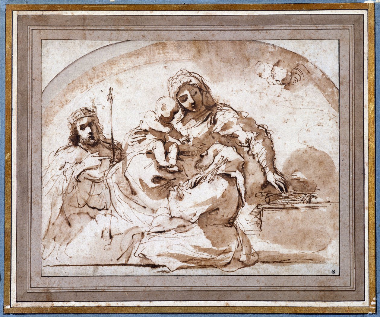 Jomfruen har barn med Saint Louis og Saint Francois af Guercino