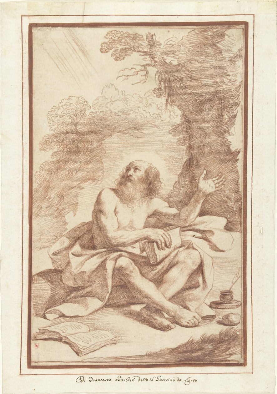 Sankt Hieronymus i ørkenen af Guercino (attributed to)