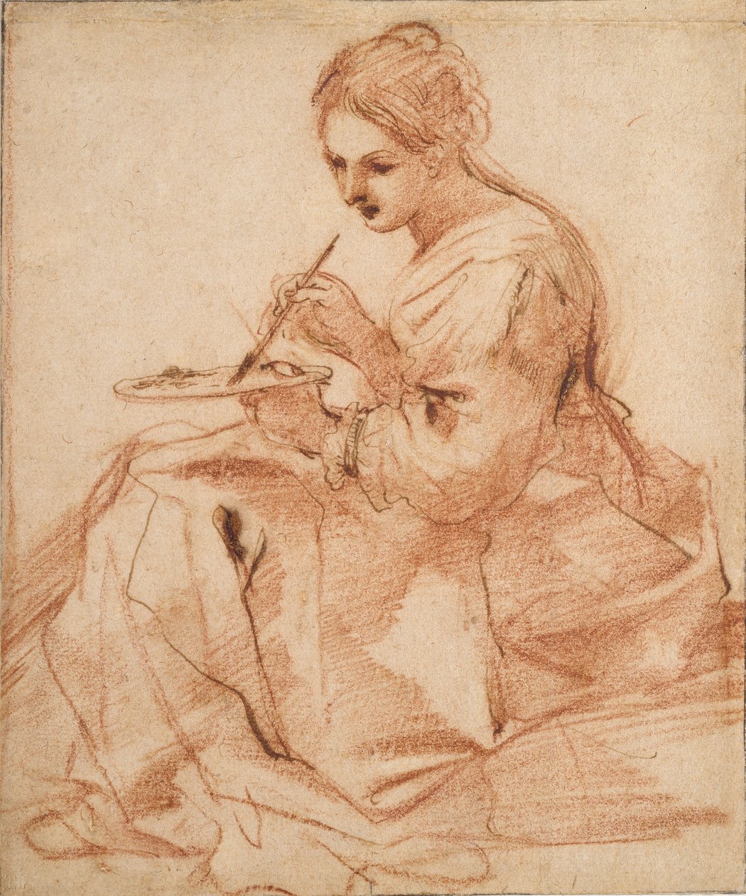 A Woman Painting En allegori om maleri, c1618 af Guercino