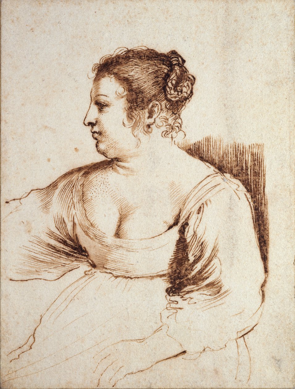 En siddende kvinde, 1640-1649 af Guercino