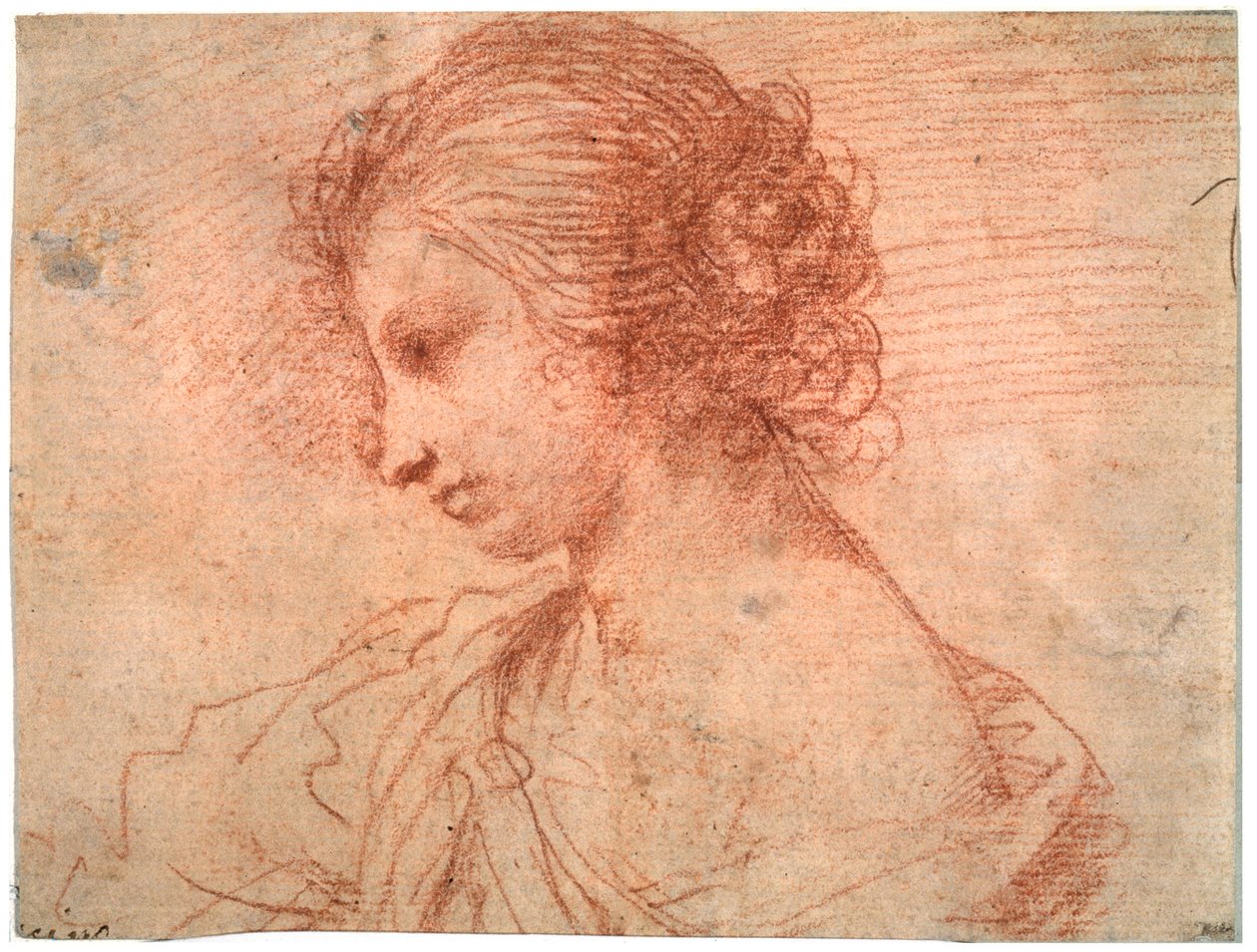 Brystportræt af en ung kvinde, 1600-tallet af Guercino