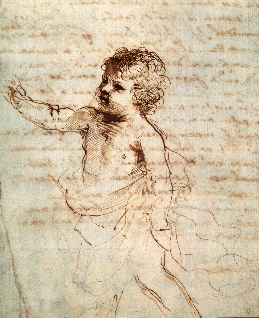 Børnefigur i draperi, 1600-tallet af Guercino