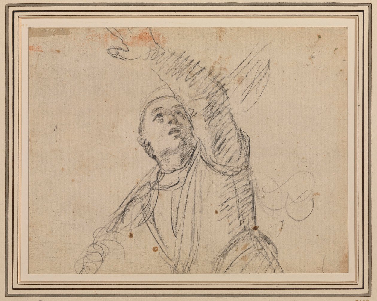 Guercino - En soldat, efter soldaten i An. Carraccis Opstandelse, Maisons-Lafitte, RCIN 902599 af Guercino