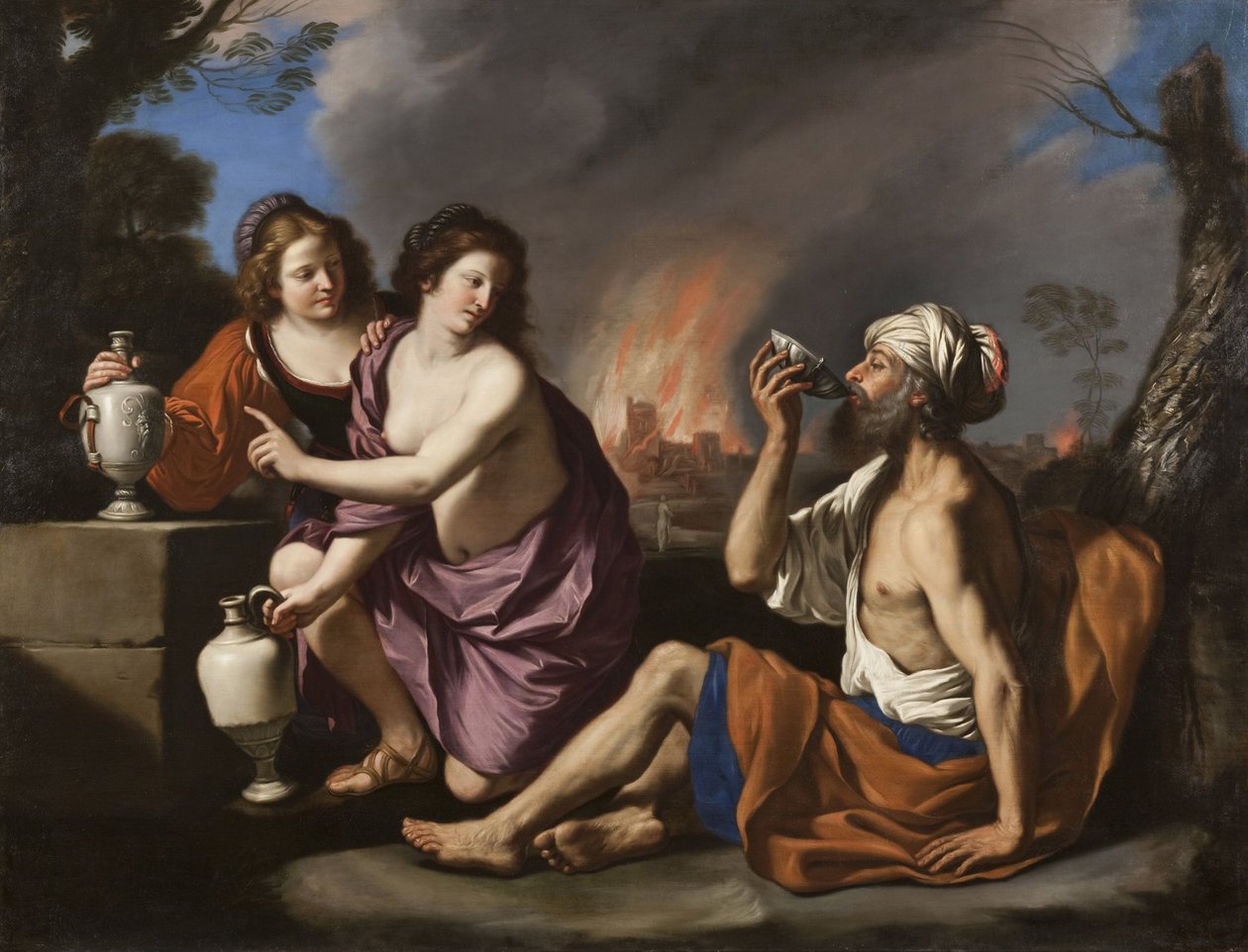 Lot og hans døtre af Guercino