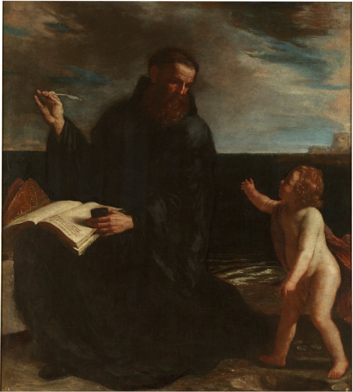 Sankt Augustin mediterer over treenigheden af Guercino