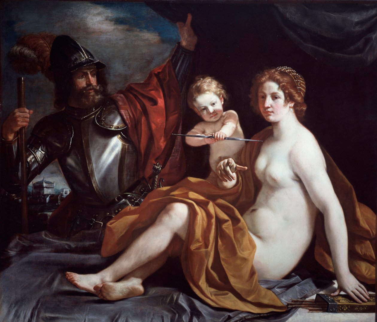 Venus, Mars and Lovedani af Guercino