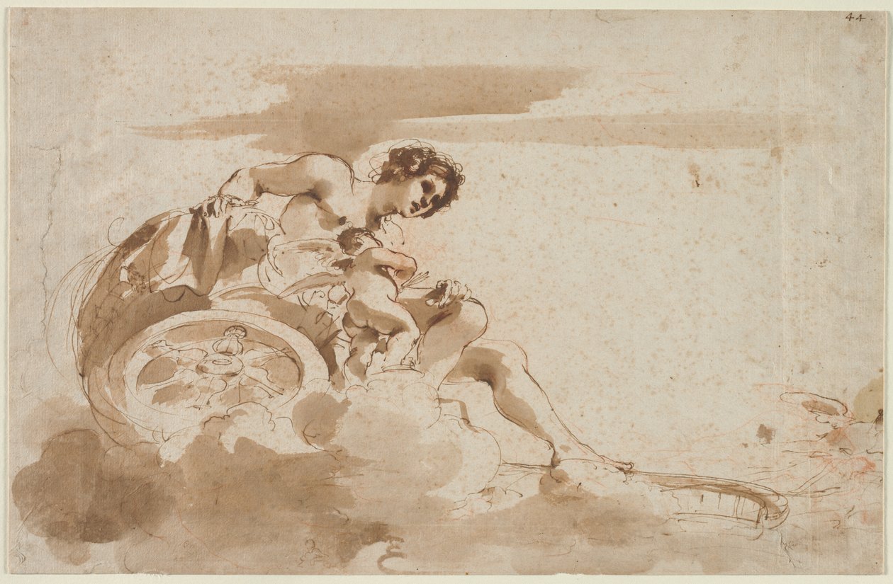 Venus og Amor i en vogn af Guercino