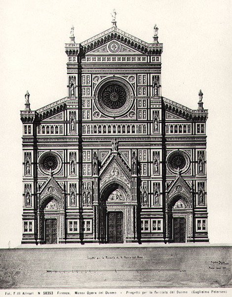 Design til facaden af Santa Maria del Fiore eller Duomo i Firenze af Guglielmo Petersen