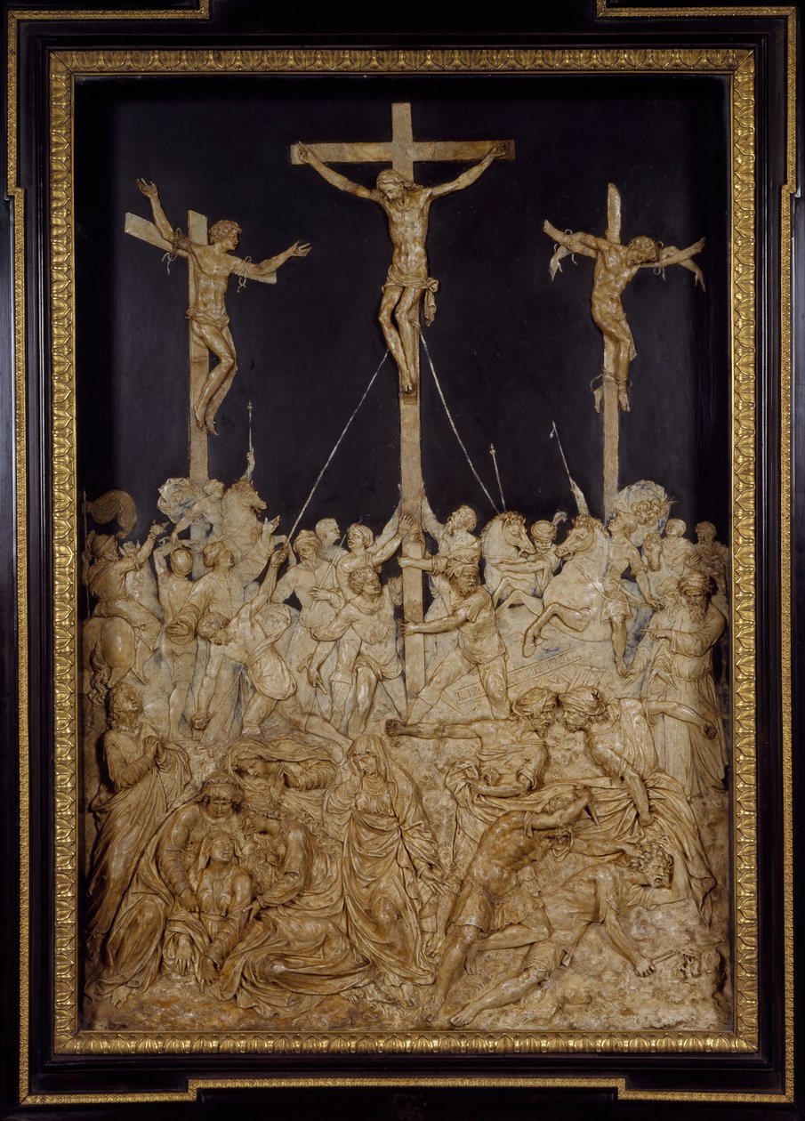 Korsfæstelse, tilskrevet Guglielmo della Porta (1515-1577), voksrelief, Italien af Guglielmo della Porta
