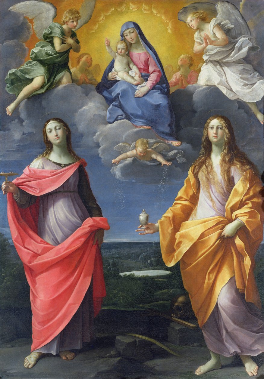 Madonna og barn med St. Lucy og Mary Magdalene, kaldet Sneens Madonna, ca. 1623 af Guido Reni