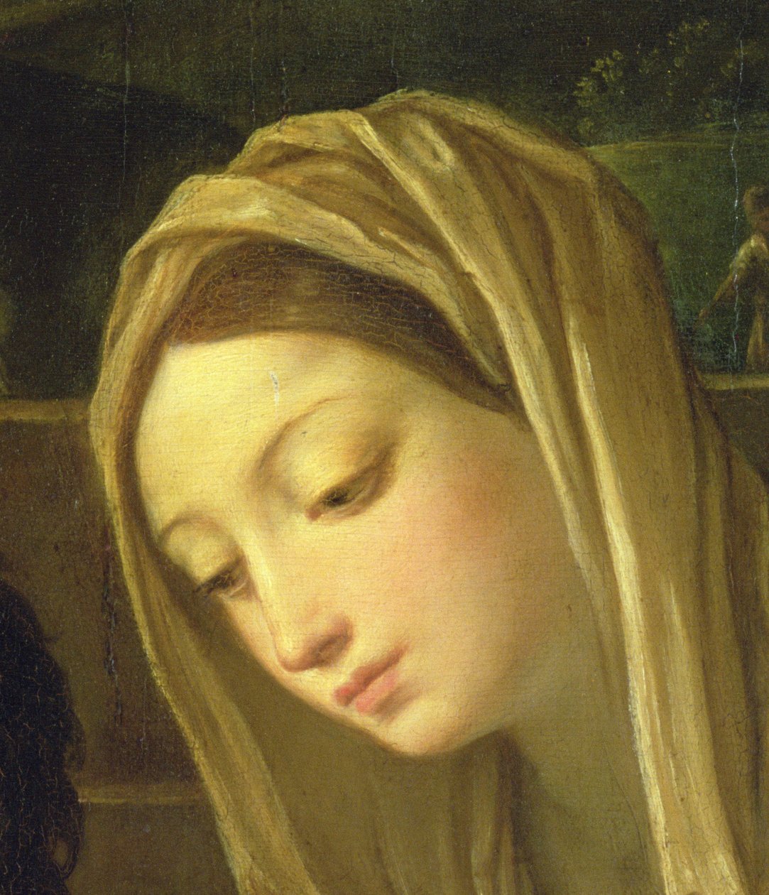 Hyrdernes tilbedelse, detalje af Jomfruen, ca. 1640-42 (detalje af 35651) af Guido Reni