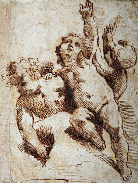 Keruber, ca. 1620 (blyant på papir) af Guido (attr. to) Reni