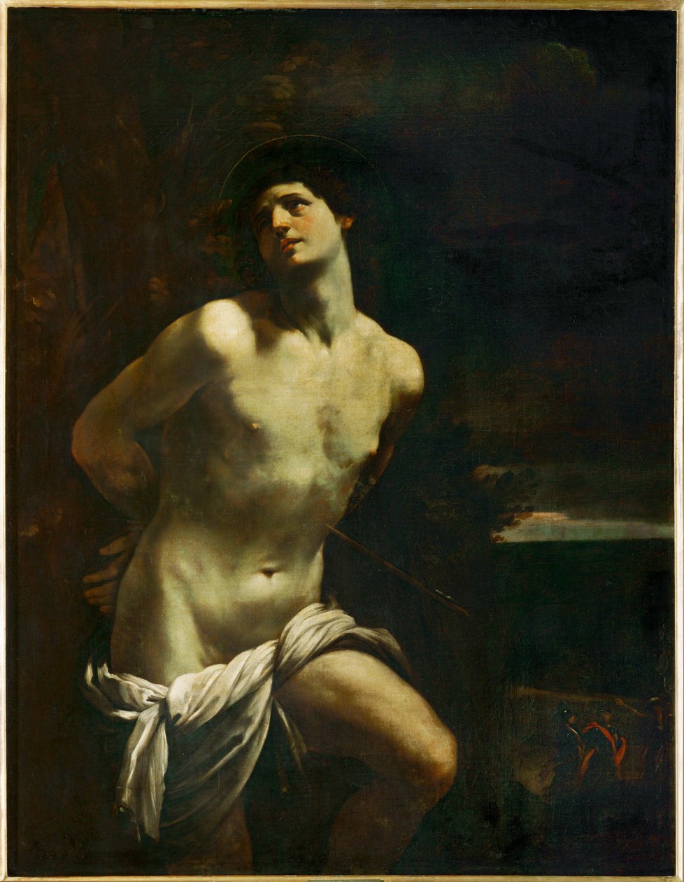 Saint Sebastien martyre dans un paysage - Sankt Sebastian i et landskab ... af Guido (follower of) Reni