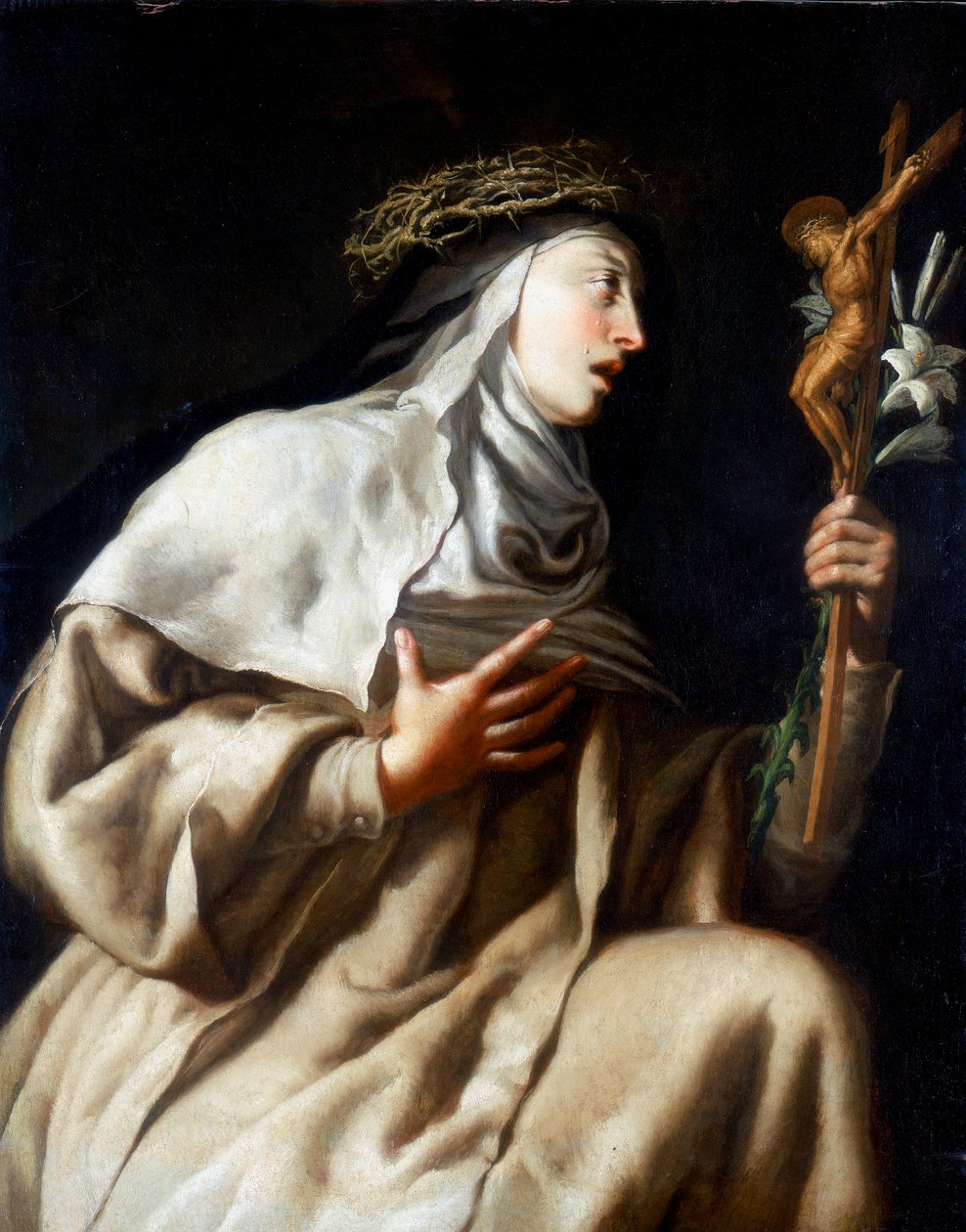 Sankt Teresa af Avila før korset, c1621-1663 af Guido Cagnacci