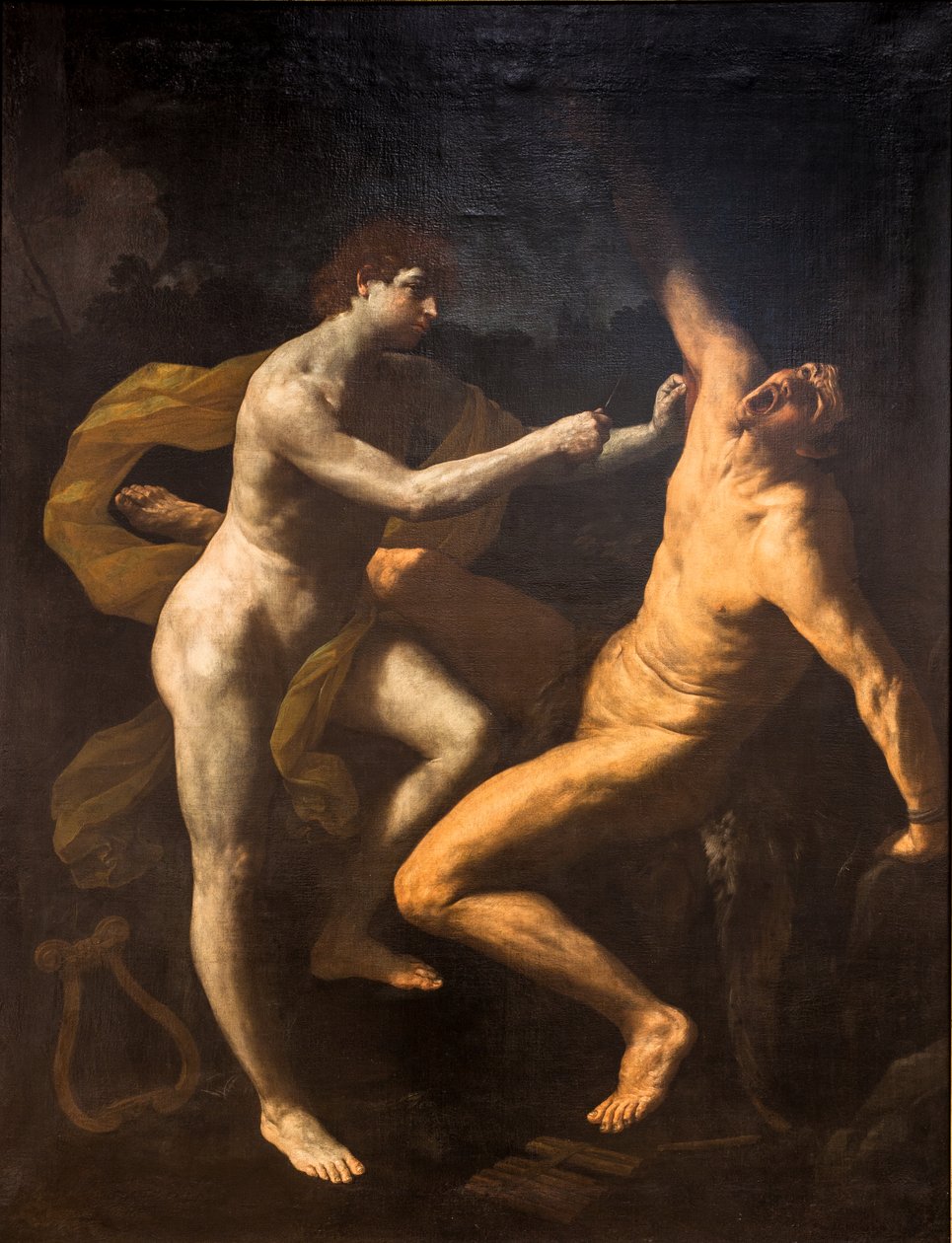 Apollon flår Marsyas,1620-25 (olie på lærred) af Guido Reni