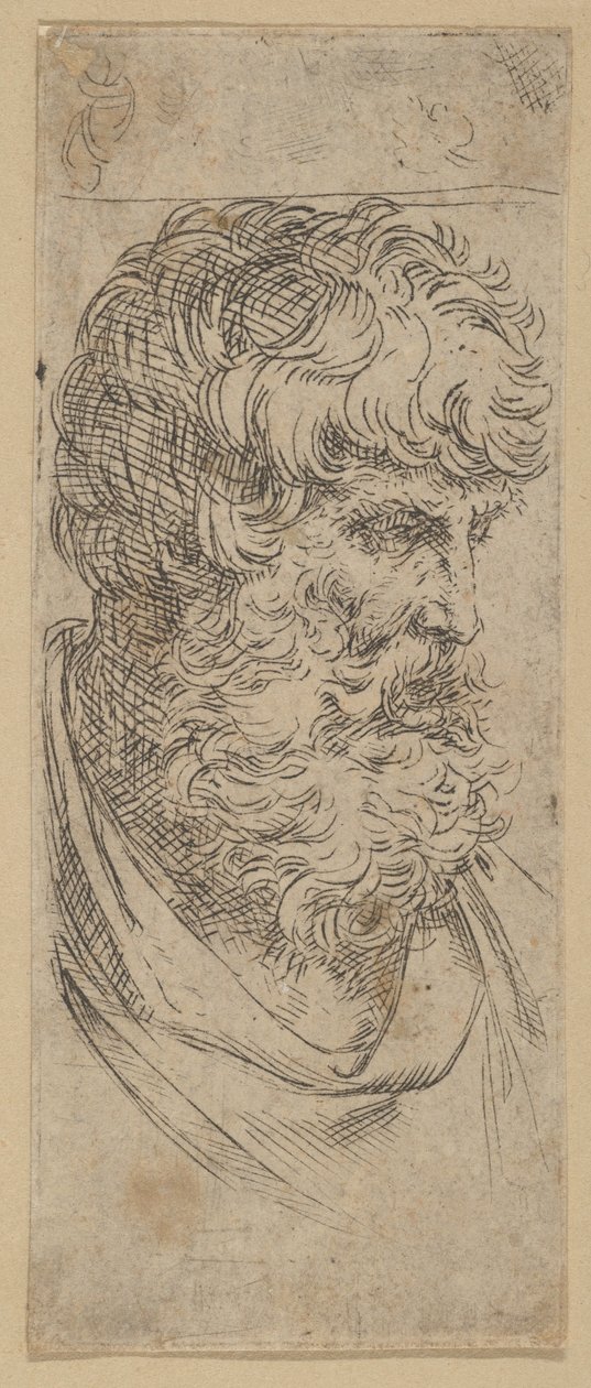 Buste af en skægget mand, ca. 1600-1640. af Guido Reni
