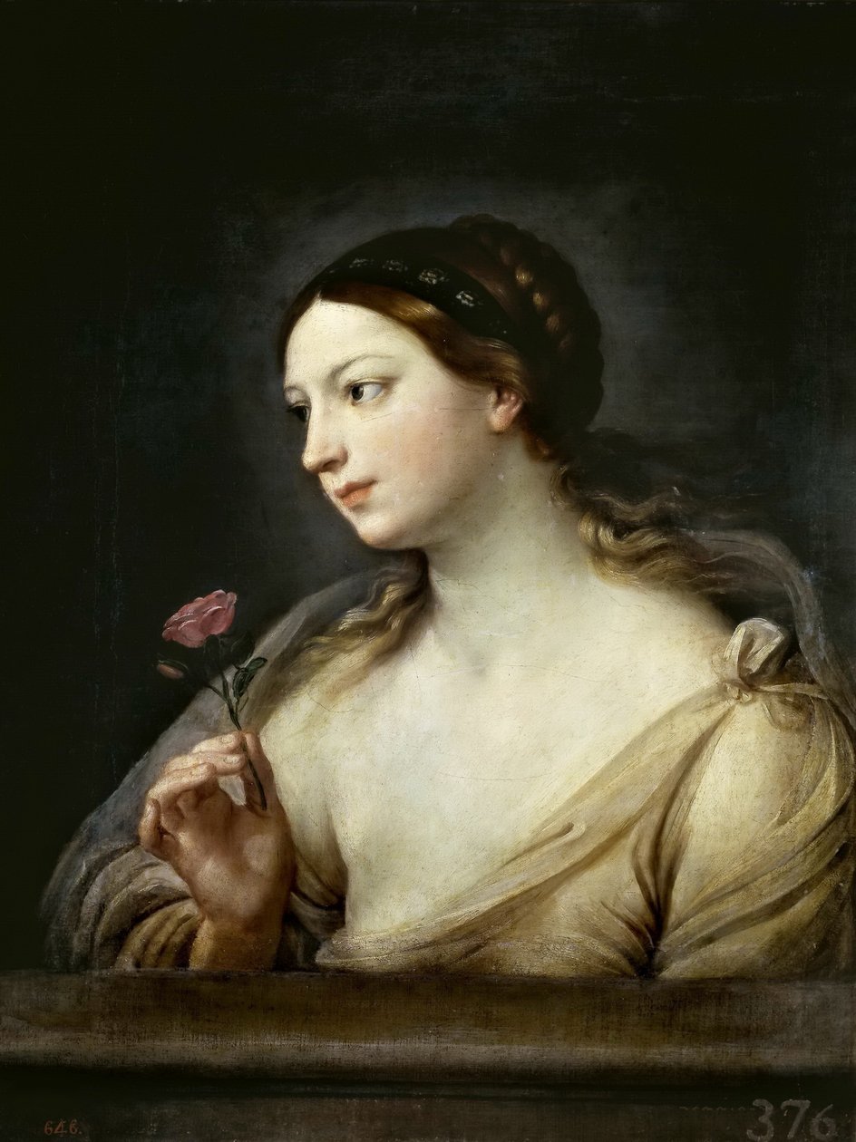 Pige med en rose, 1630-1635. af Guido Reni