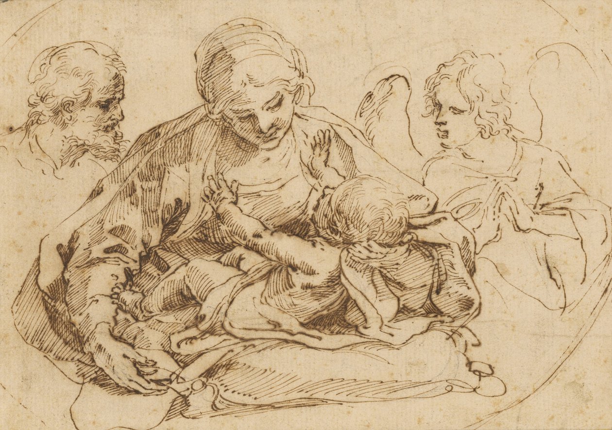 Den hellige familie med en engel af Guido Reni