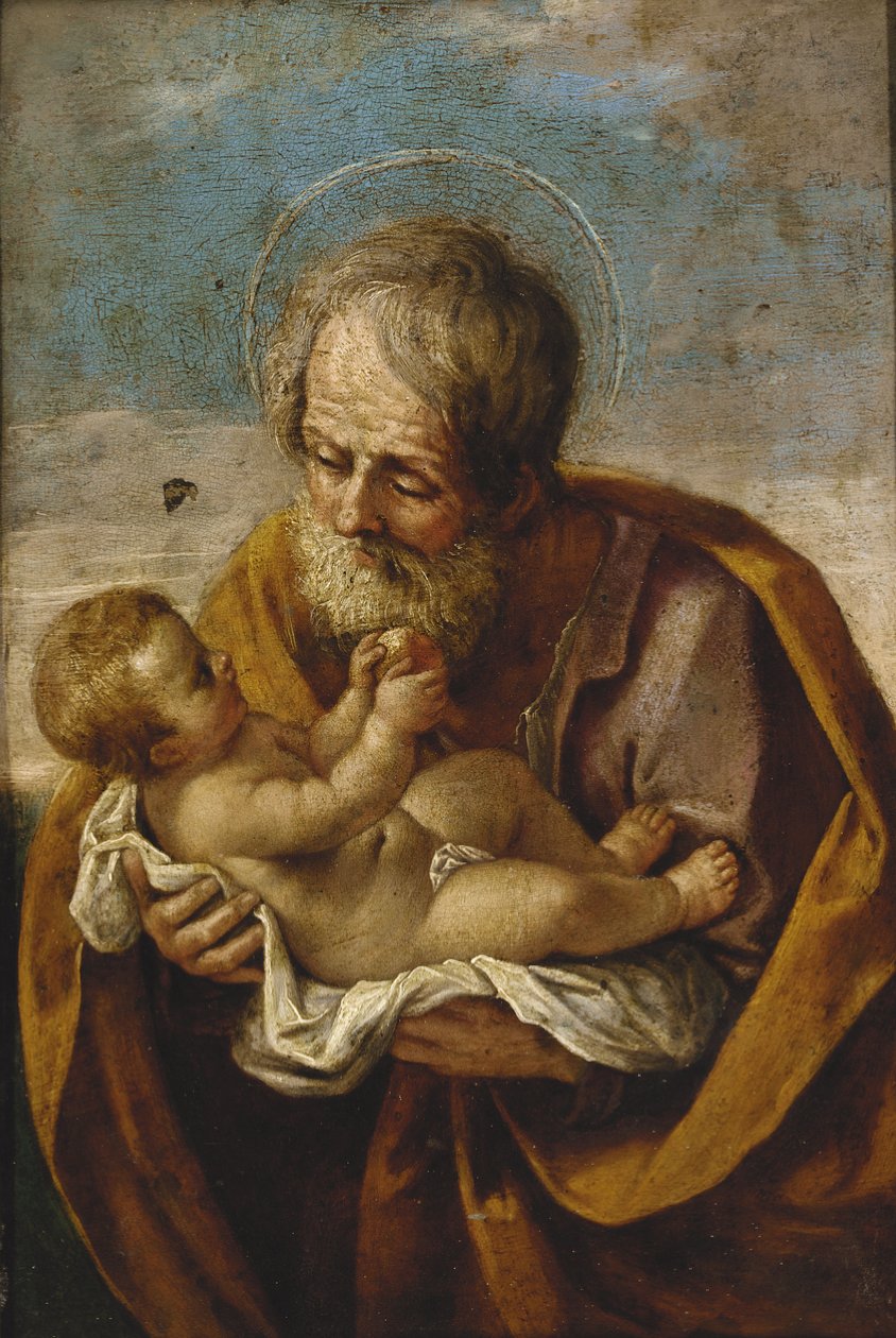 Joseph og Kristusbarnet i hans arme af Guido Reni