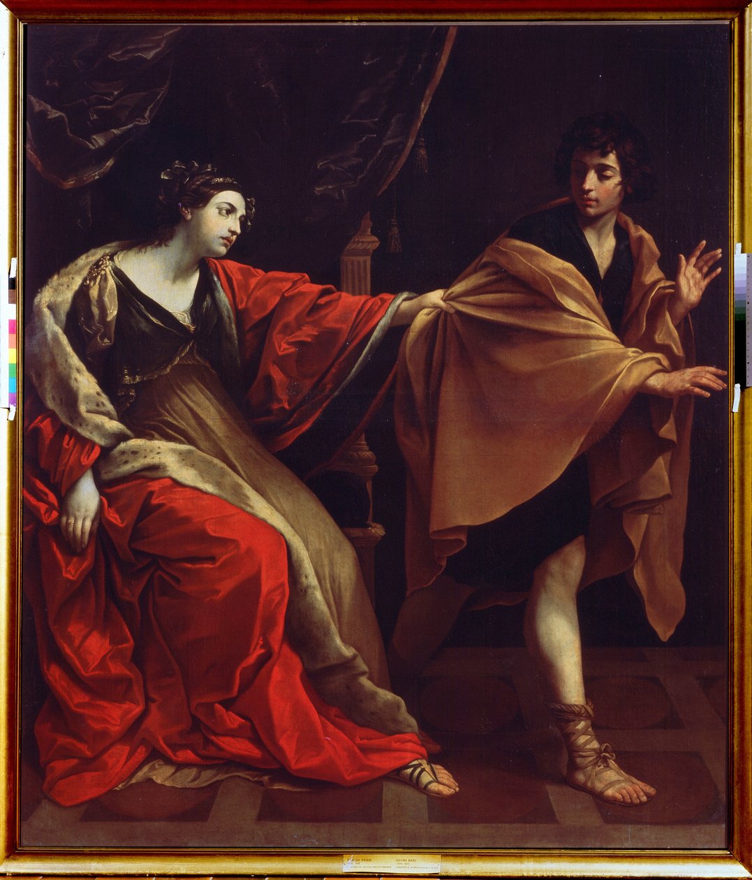 ""Joseph og Potifars kone"" (Joseph og Potifars kone) Josef flygter fra Potifars kone (Potifar) og prøver at forføre ham. Maleri af Guido Reni, kendt som Le Guide (1575-1642) 1626 Pushkin Museum, Moskva af Guido Reni