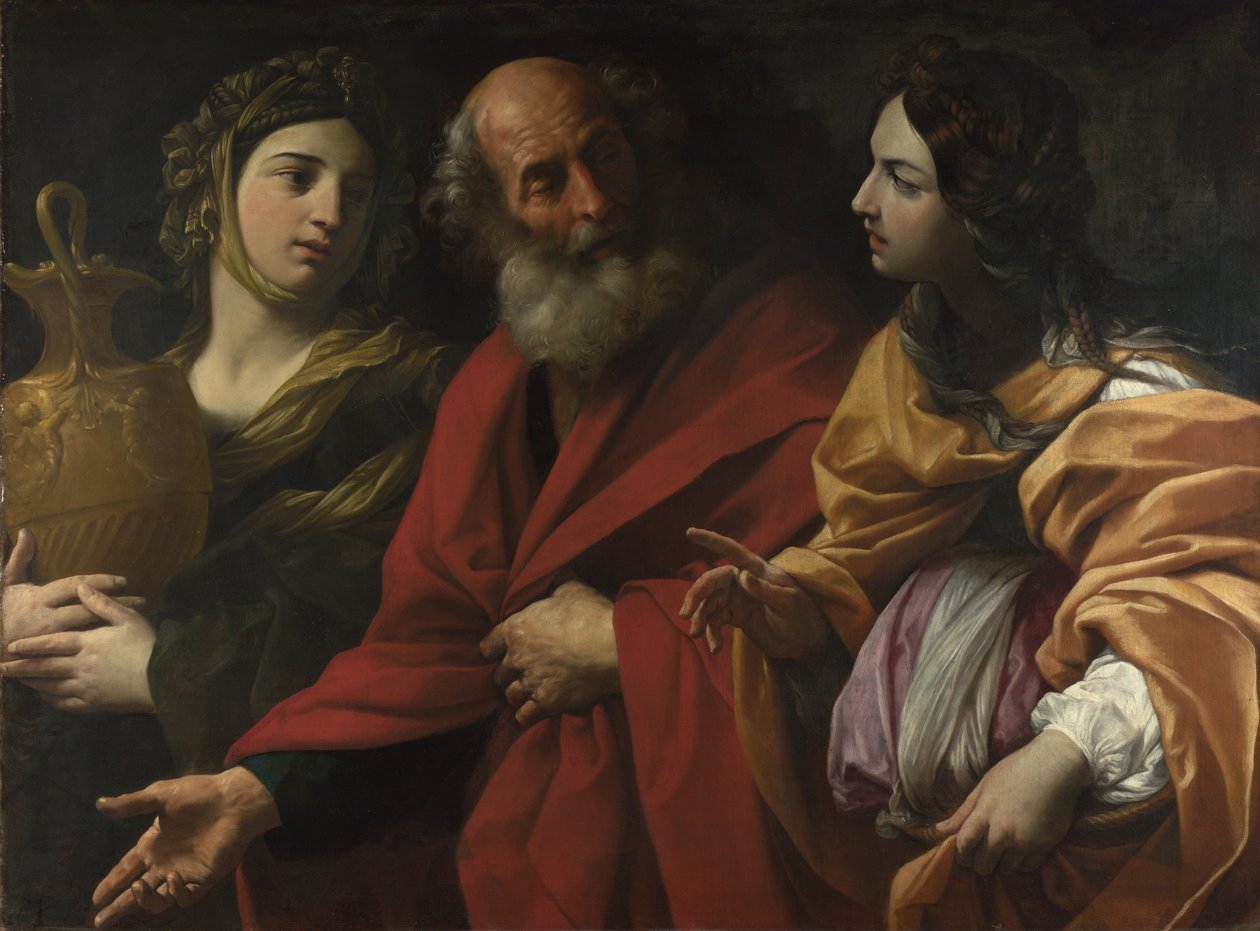 Lot og hans døtre forlader Sodoma, ca. 1615 af Guido Reni