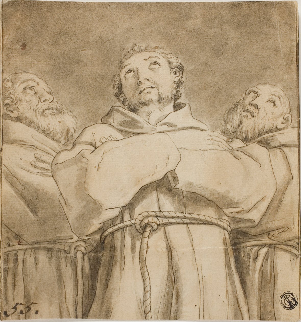 Sankt Frans af Assisi, med to munke af hans orden af Guido Reni