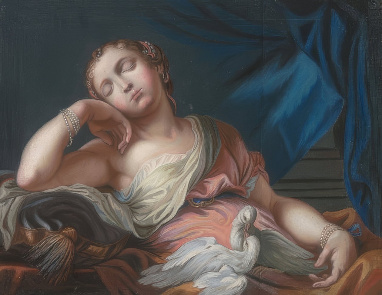 Sovende Venus med to kurrende duer af Guido Reni