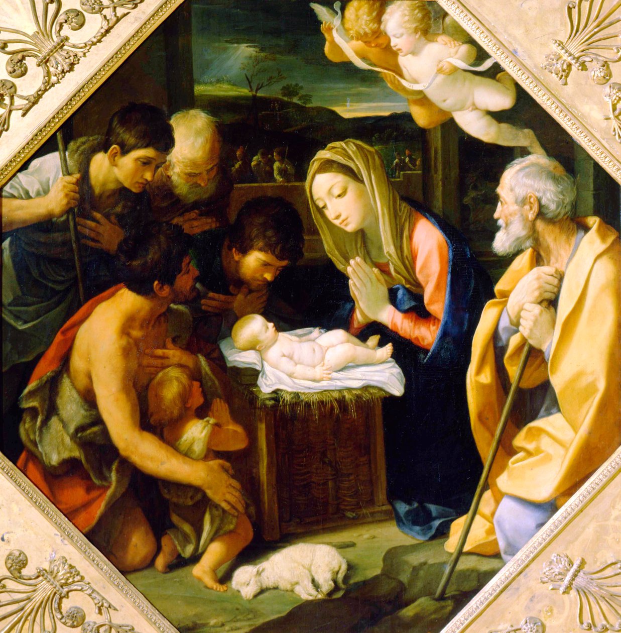 Tilbedelsen af Kristusbarnet, c1640 af Guido Reni
