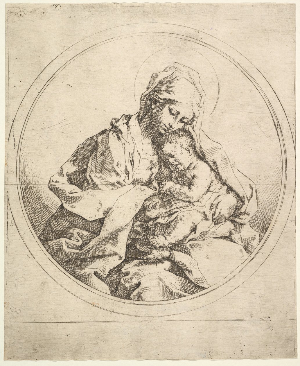 Madonnaen og barnet i runden. af Guido Reni