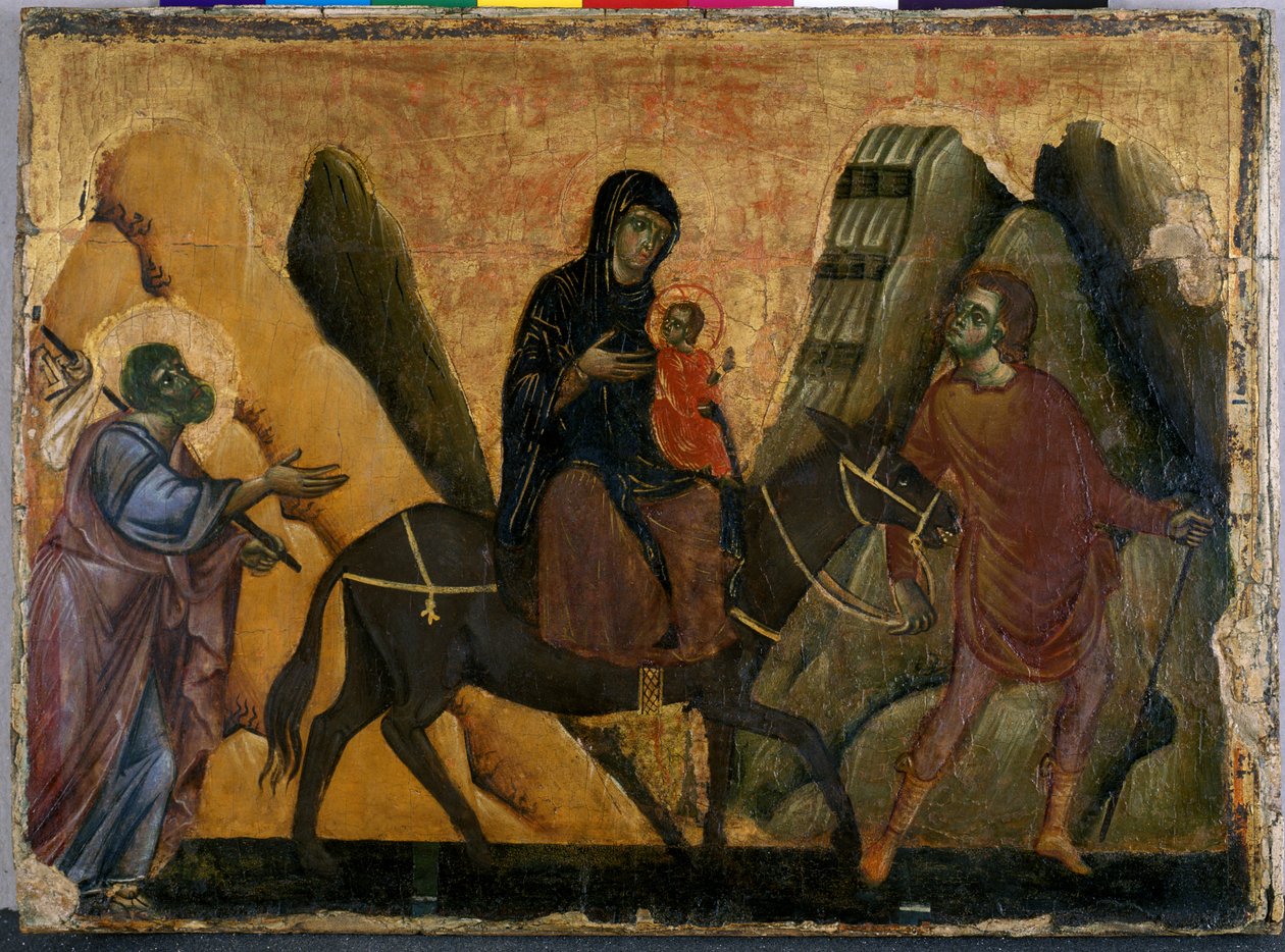 Flugten til Egypten (tempera på træ) af Guido da Siena