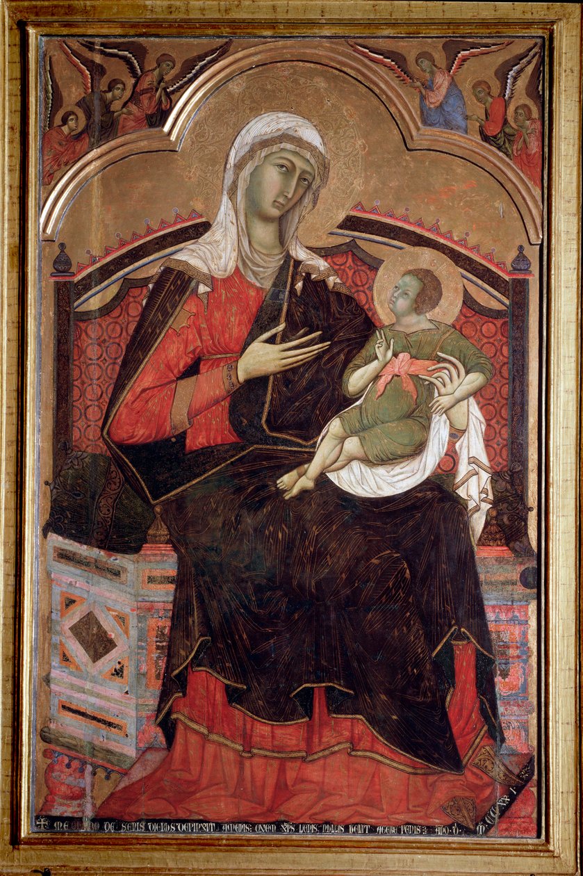 Jomfru med barn Jomfru Maria med Jesusbarn - Maleri af Guido da Siena (aktiv mellem 1260 og 1280) af Guido da Siena