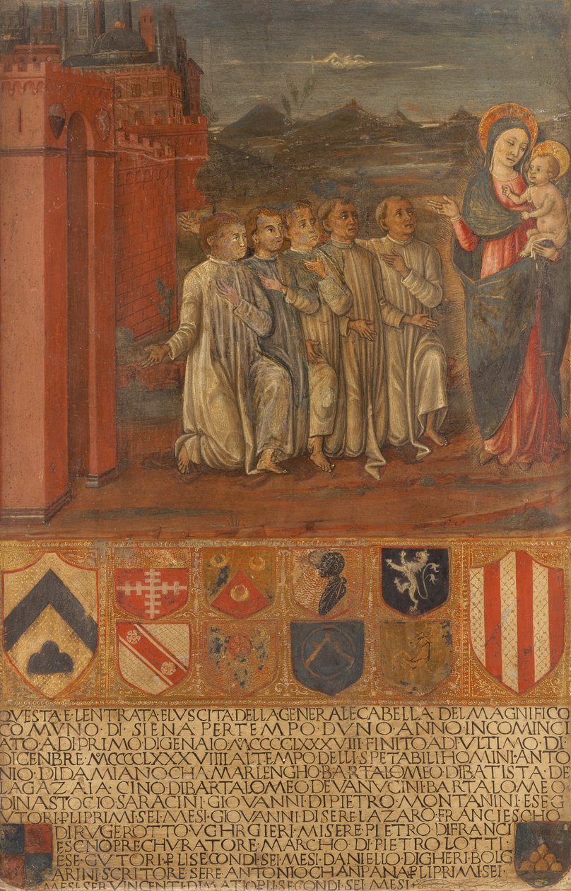 Kammerherren og hans assistenter foran Jomfruen af Guidoccio di Giovanno Cozzarelli