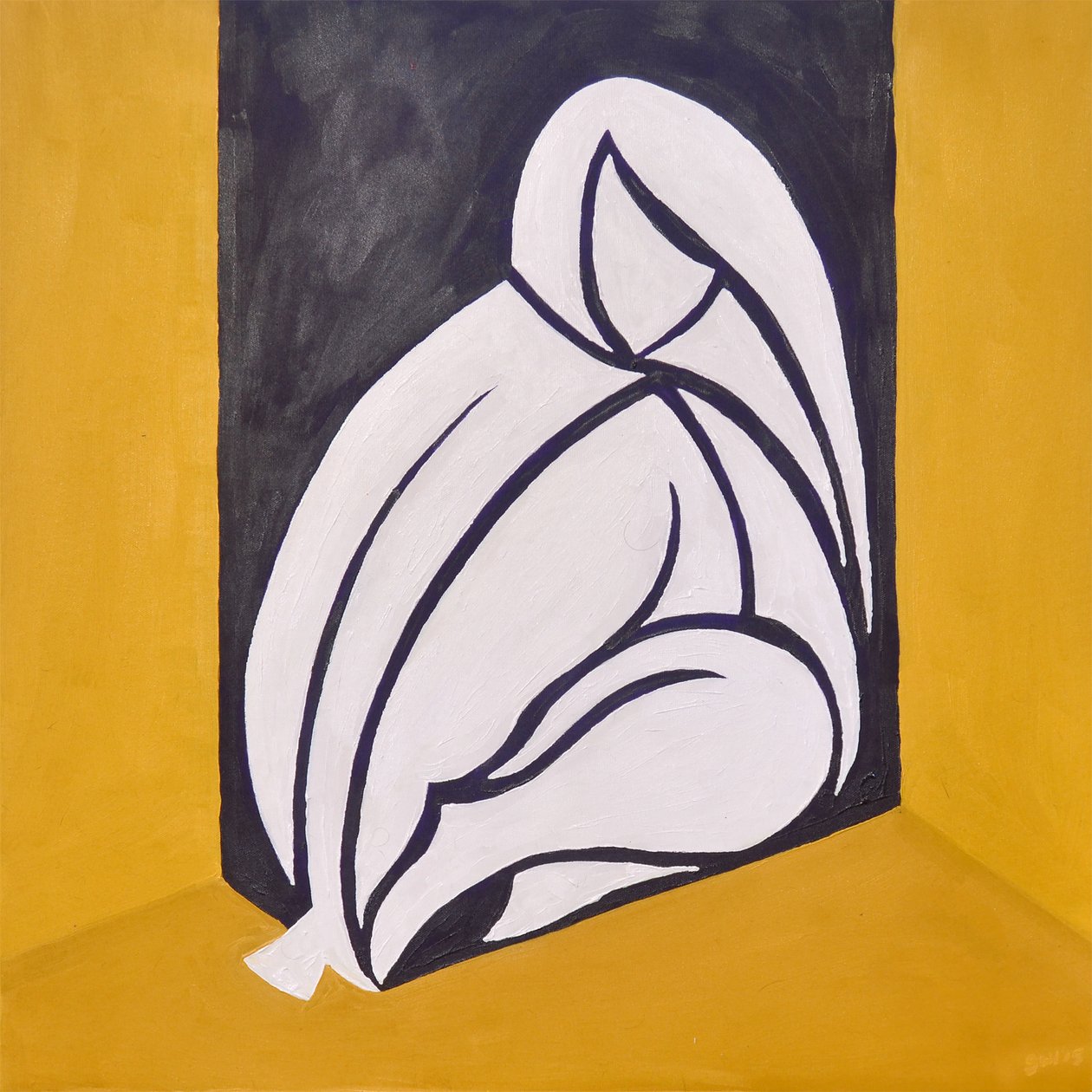 (....we came in) Studie til Figure Behind The Wall, 2015 (olie på lærred) af Guilherme Pontes