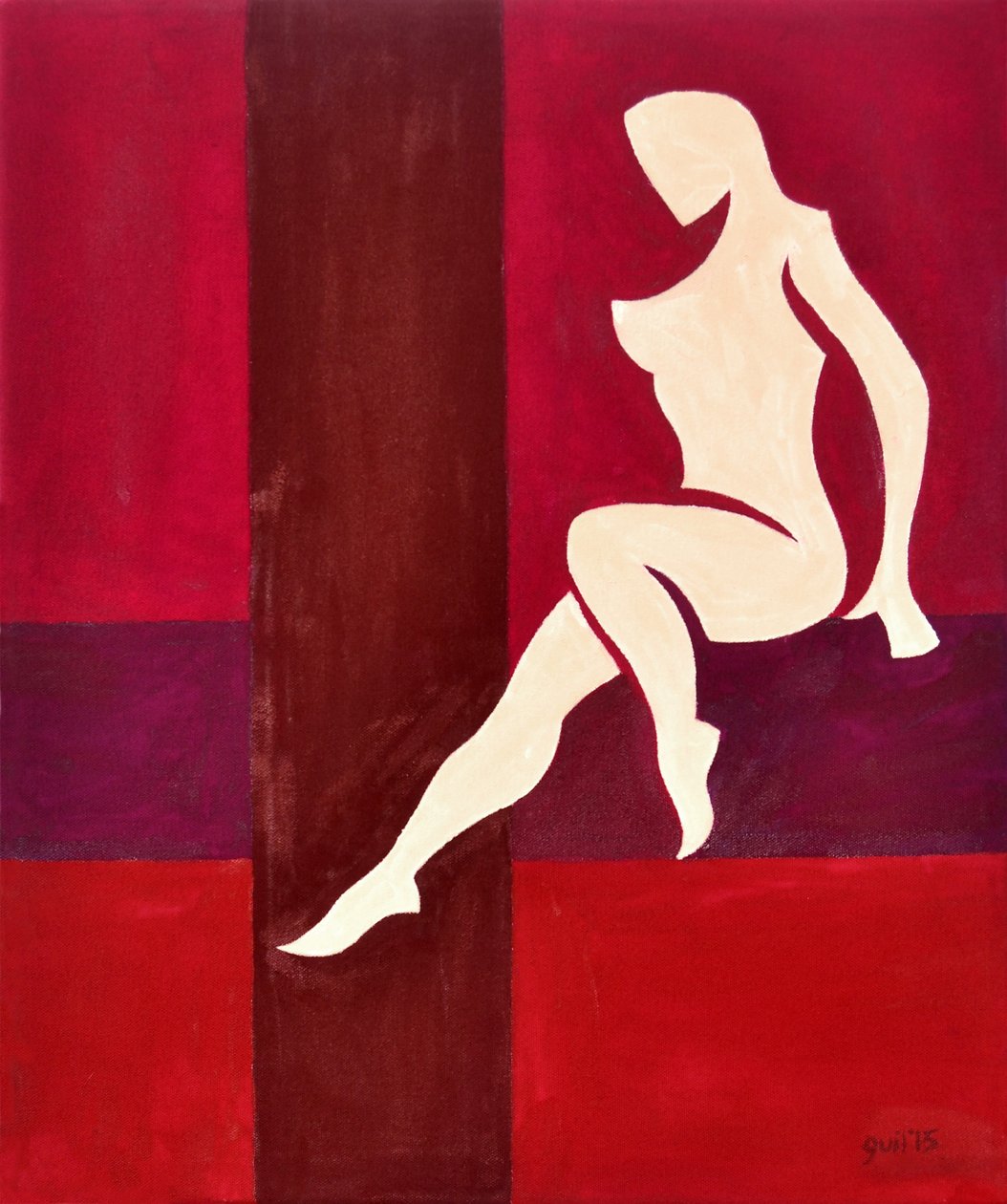 Bold as Love (Towering in Shiny Metallic Purple Armour), 2015 (olie på lærred) af Guilherme Pontes