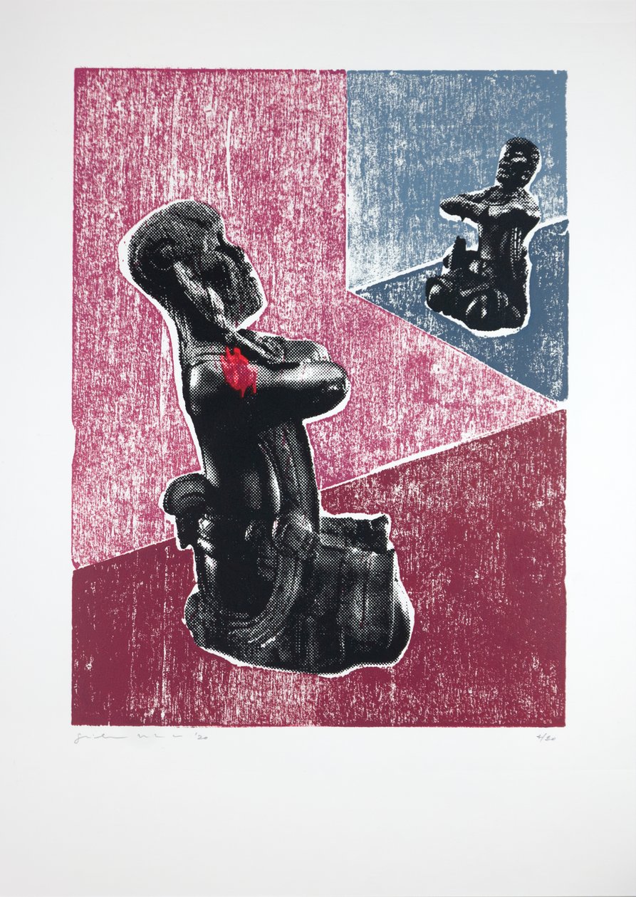 Invisible Room nº7, Megalomania, 2019 (træsnit og silketryk) af Guilherme Pontes